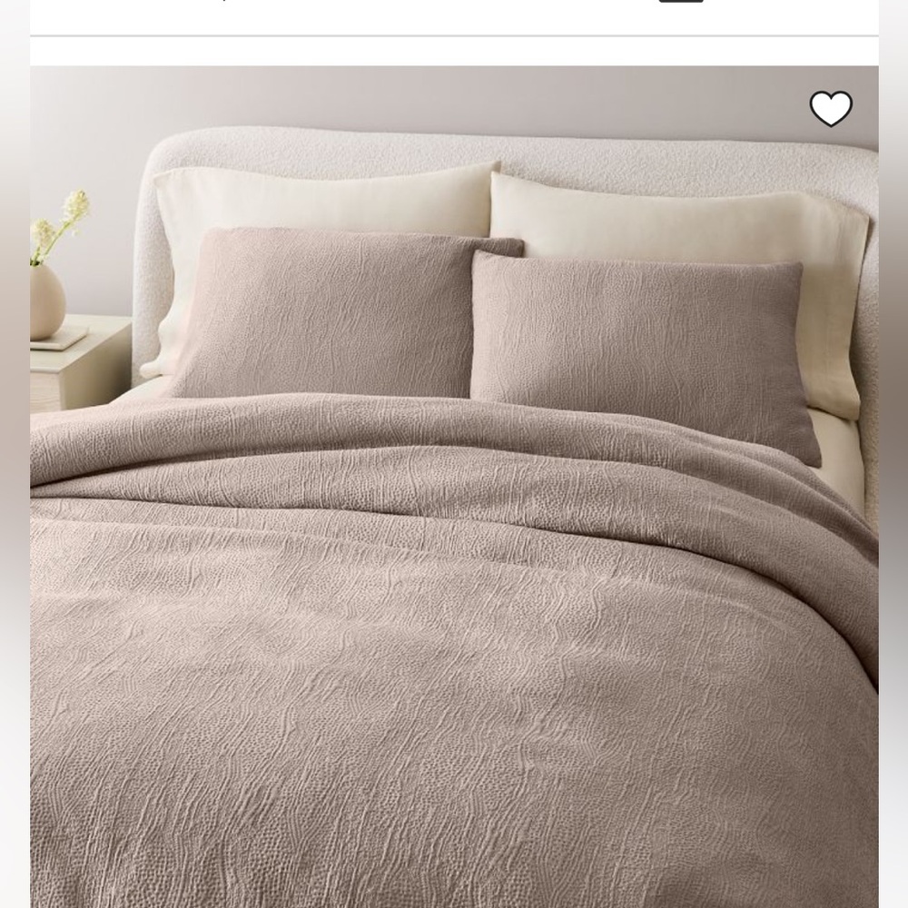West Elm Silky TENCEL™ & Cotton Matelasse Mauve King Duvet Cover & Shams